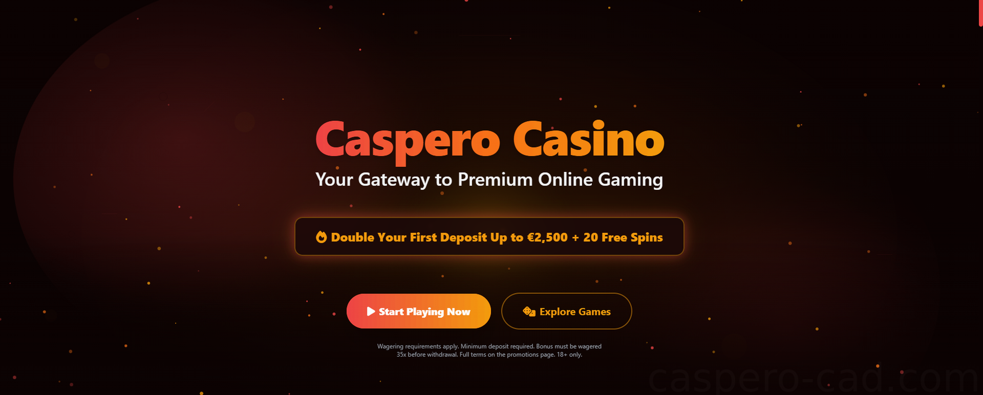Caspero Casino 100% up to €500 + 200 Spins